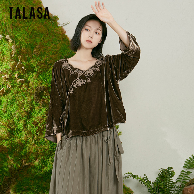 TALASA新中式时尚绣花小衫小众