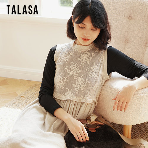 TALASA法式复古棉无袖设计长裙