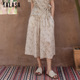 TALASA商场同款 棉印花半身裙2025年夏新款 高腰松紧百搭宽松百褶裙