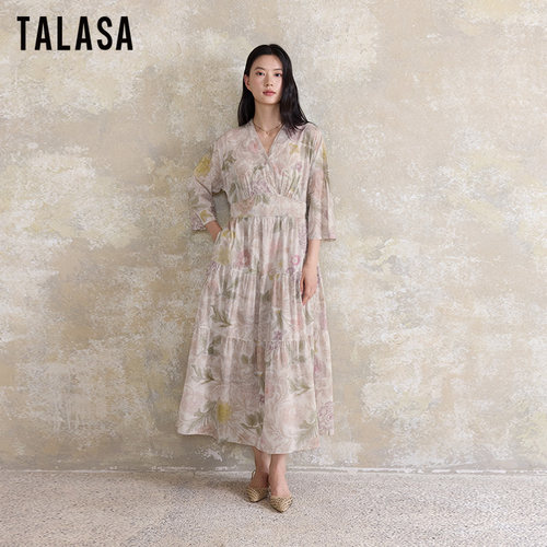 TALASA春夏棉印花收腰显瘦连衣裙