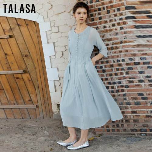 TALASA褶皱两件套连衣裙宽松显瘦