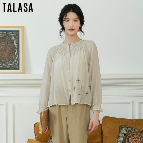 TALASA娃娃衫丝棉宽松家居服刺绣