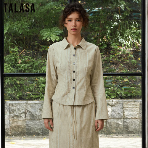 TALASA百搭短款剪花短外套纯棉