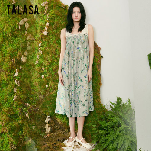 TALASA度假风长裙宽松丝绵印花