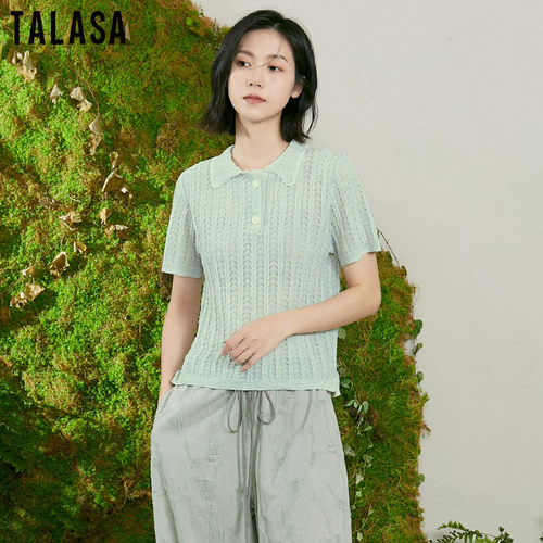 TALASA短袖POLP衫薄款亚麻针织