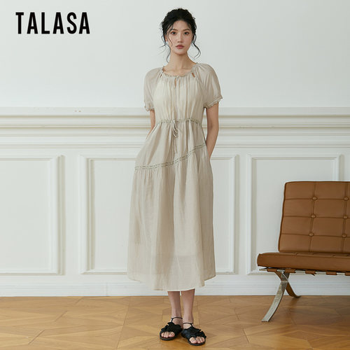 TALASA复古A字裙丝棉优雅长裙