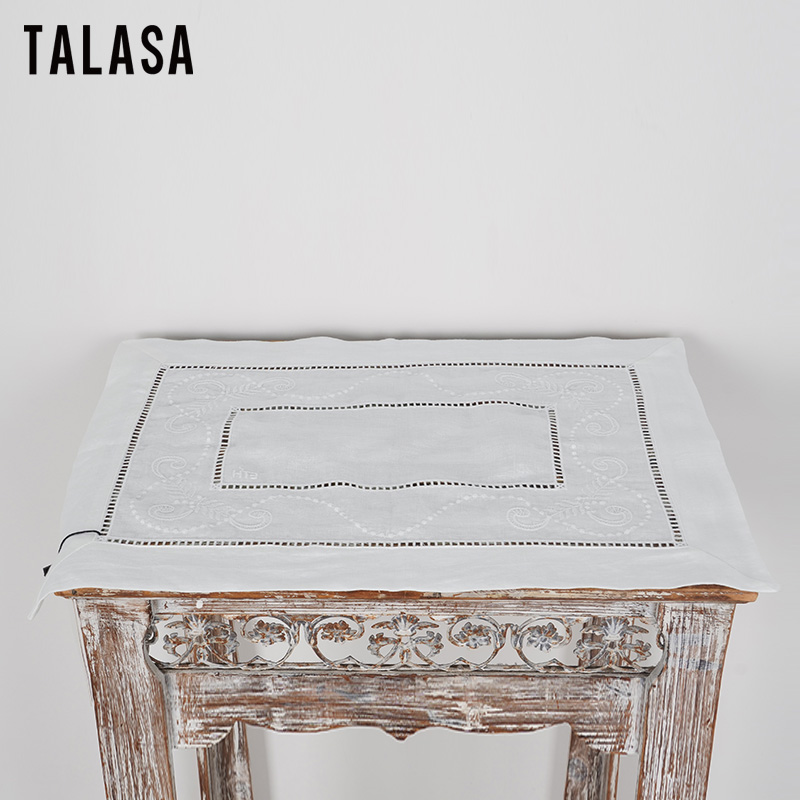 TALASA大麻家居手工刺绣茶几巾