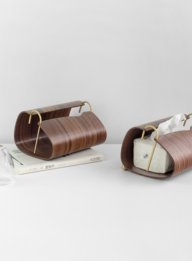 虚室杂陈新款简约北欧家居卧室客厅茶几原创意实木制纸巾盒抽纸盒