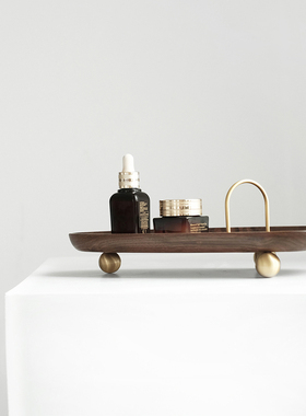 虚室桌面北欧创意简约精致玄关客厅钥匙杂物化妆品收纳盘托盘实木