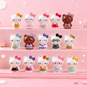 一组15个 五彩缤纷猫树脂桌面摆件办公桌面装 饰品可爱钥匙扣礼物