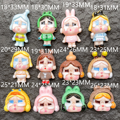 一组12个 哭泣女孩娃娃树脂配件diy手机壳洞洞鞋鞋扣发饰装饰材料