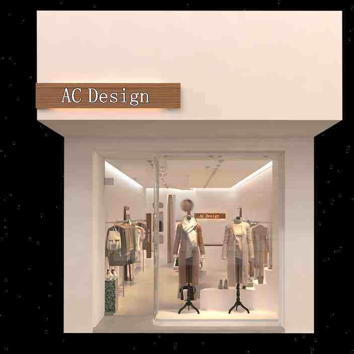 实体网红服装店门头灯光展示架道具货架效果图施工图设计