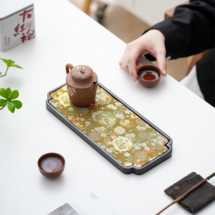茶盘国风茶席款 中式 家用茶台茶托盘加厚吸水茶巾功夫茶具配件