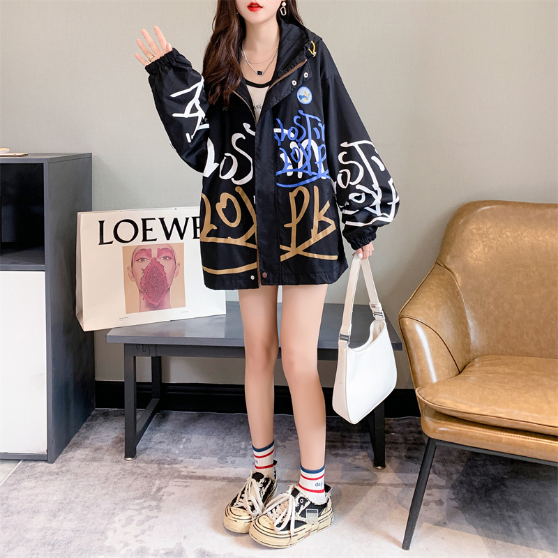 实拍 100涤 原版风衣做法 连帽卫衣春秋薄款宽松bf慵懒风开衫外套