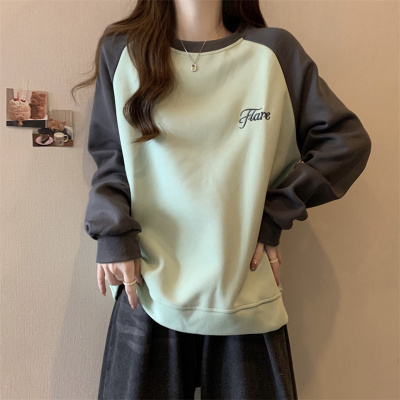 实拍 纯棉复合超柔 加绒加厚 插肩袖头套圆领卫衣女2023秋冬爆款