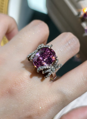 封底星空切干枯玫瑰三件套戒指女