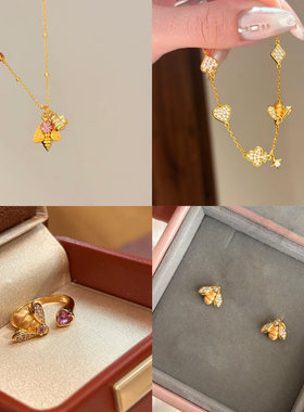 意大利手工拉丝小蜜蜂吊坠项链女