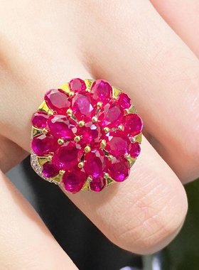 高级感冷淡风双色镶钻火龙果戒指