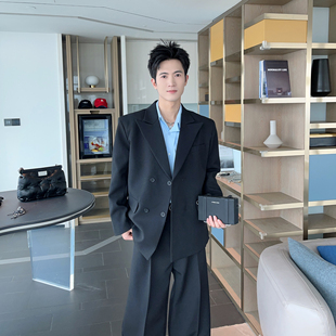 痞帅老钱风宽松西服西裤 春秋韩版 男款 套装 两件套 高级感垫肩西装