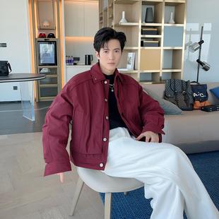 冬季 羽绒服夹克男cleanfit痞帅外套 圣诞安可拉红90白鸭绒轻薄短款