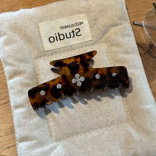 欧美跨境复古亚历山大水钻醋酸抓夹女春夏复古一字大号弧形高级感
