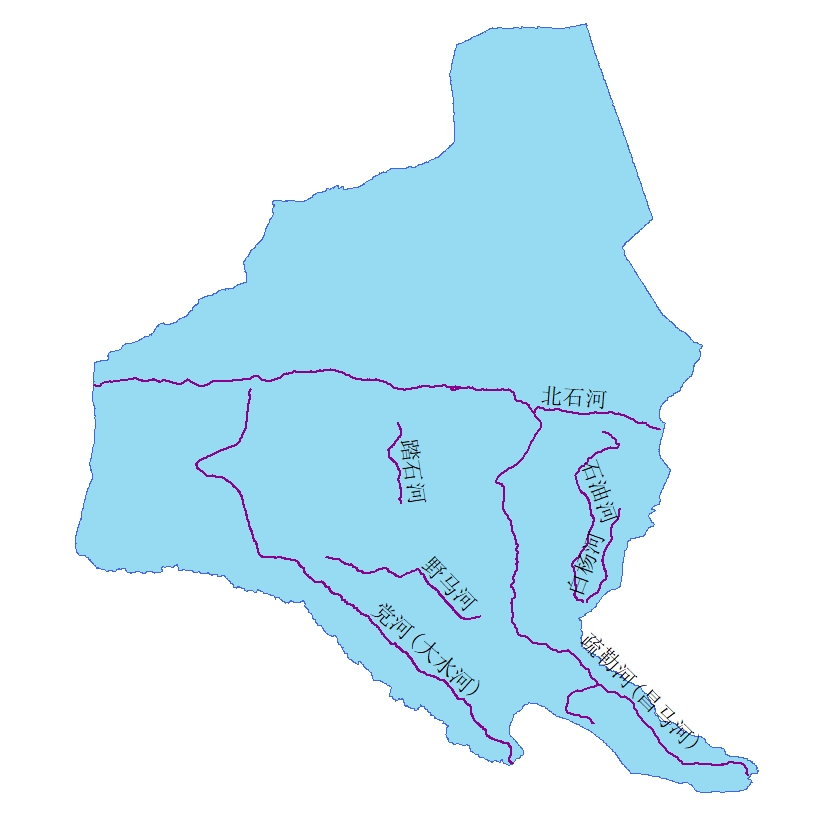疏勒河流域边界shp矢量素材GIS地图+水系地图