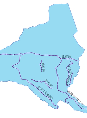 疏勒河流域边界shp矢量素材GIS地图+水系地图