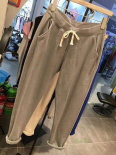 春秋休闲裤 studio韩版 圈棉散口卫裤 女宽腿裤 显瘦运动长裤