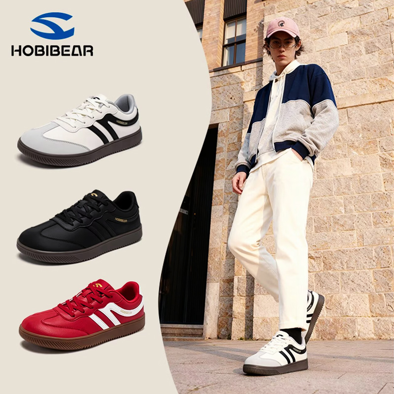 HOBIBEAR男士2025冬季新款宽楦男鞋加绒保暖棉鞋女士休闲鞋德训鞋