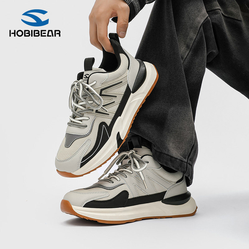 HOBIBEAR男款鞋秋季男鞋潮牌痞帅炸街鞋欧洲站系带男士运动休闲鞋