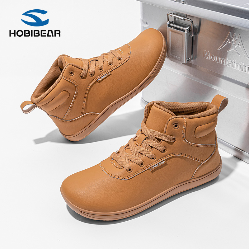 HOBIBEAR宽头老人鞋春秋季男防水防滑耐磨中帮赤足鞋大码运动鞋男