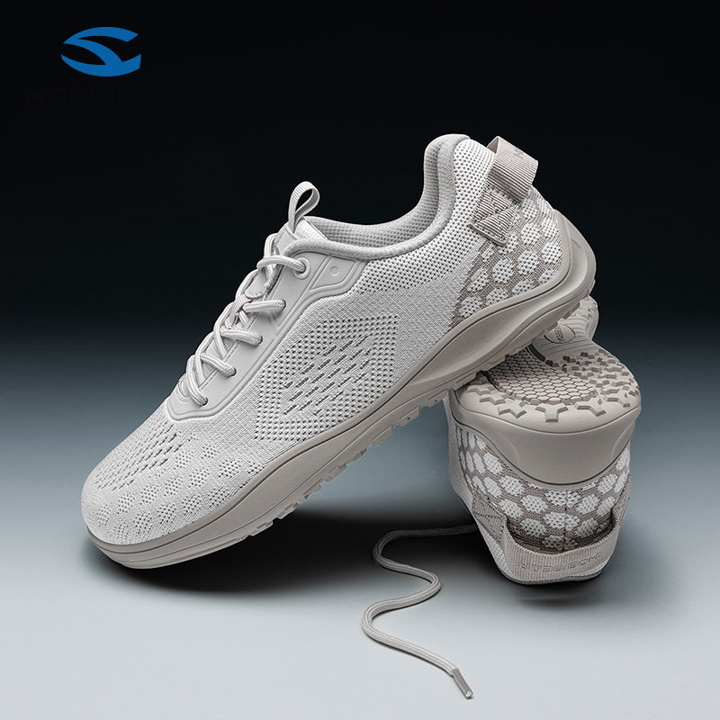 HOBIBEAR哈比熊宽楦赤足鞋网面透气男士春秋新款4E宽头平步休闲鞋