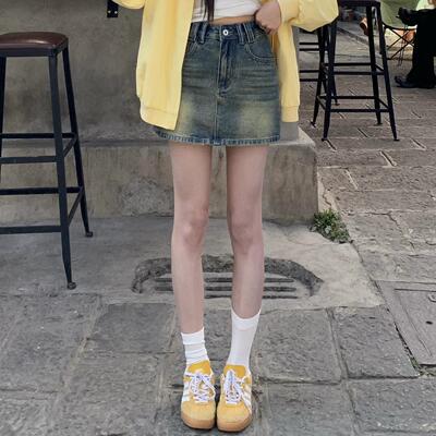 3MER美式高腰辣妹A字半身短裙女