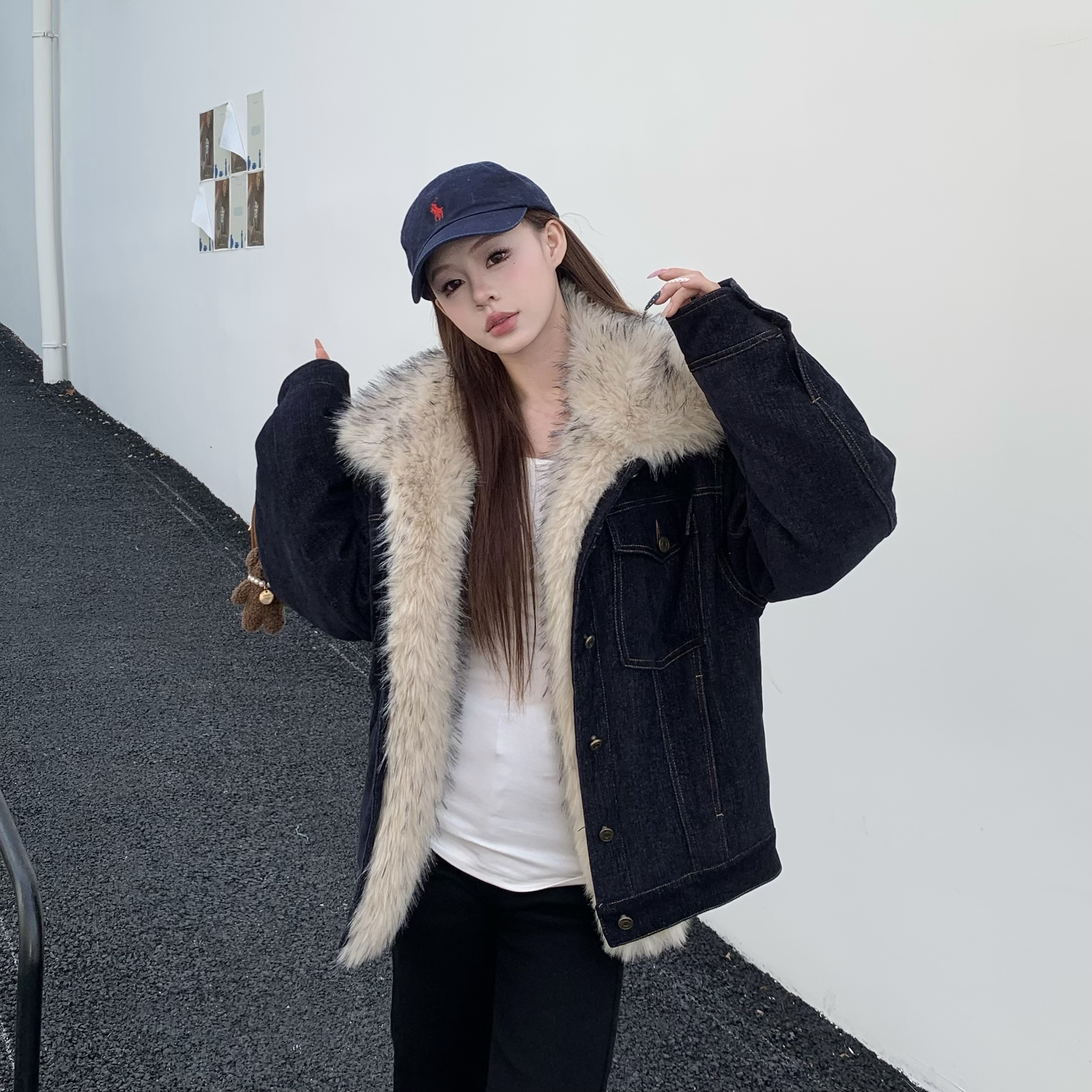 3MER毛毛可拆卸座山雕棉服外套