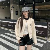 3MER哦哦三妹小香风棒球服外套2025秋冬新款 圆领长袖 刺绣夹克上衣