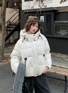 3MER哦哦三妹 韩系90白鸭绒连帽羽绒服女冬季保暖加厚面包服外套