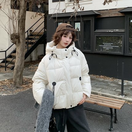 3MER哦哦三妹 韩系90白鸭绒连帽羽绒服女冬季保暖加厚面包服外套