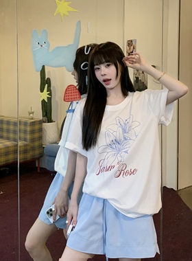 3MER哦哦三妹 白色短袖T恤女2025夏季正肩慵懒宽松设计感小众上衣