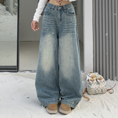 3MERA版直筒不加绒阔腿牛仔裤