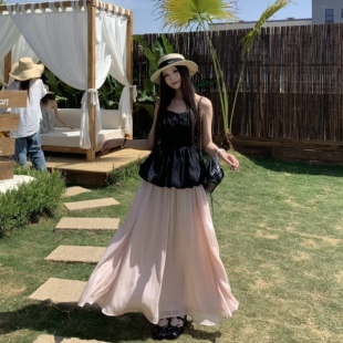 3MER哦哦三妹纯欲度假风气质花苞上衣女夏季新款别致吊带背心T恤