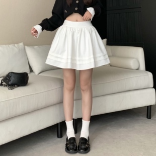 3MER哦哦三妹 a字短裙 甜心芭蕾韩系蓬蓬白色半身裙女2026春夏新款