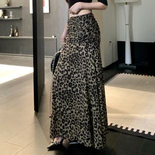 3MER哦哦三妹美式 辣妹豹纹半身裙女春秋包臀鱼尾裙气质显瘦长裙子