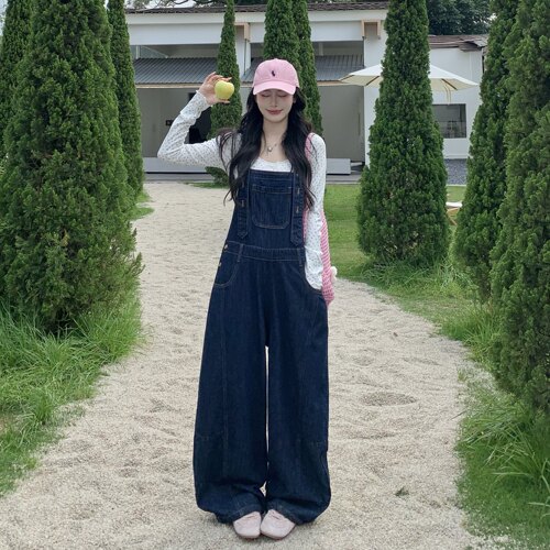 3MER韩女原牛色牛仔背带裤