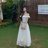 两件套装 3MER哦哦三妹 白色一字肩铆钉上衣花苞半身长裙女夏季 裙