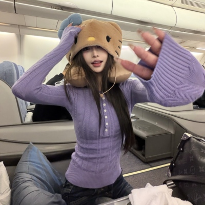 3MER紫色系针织亨利内搭