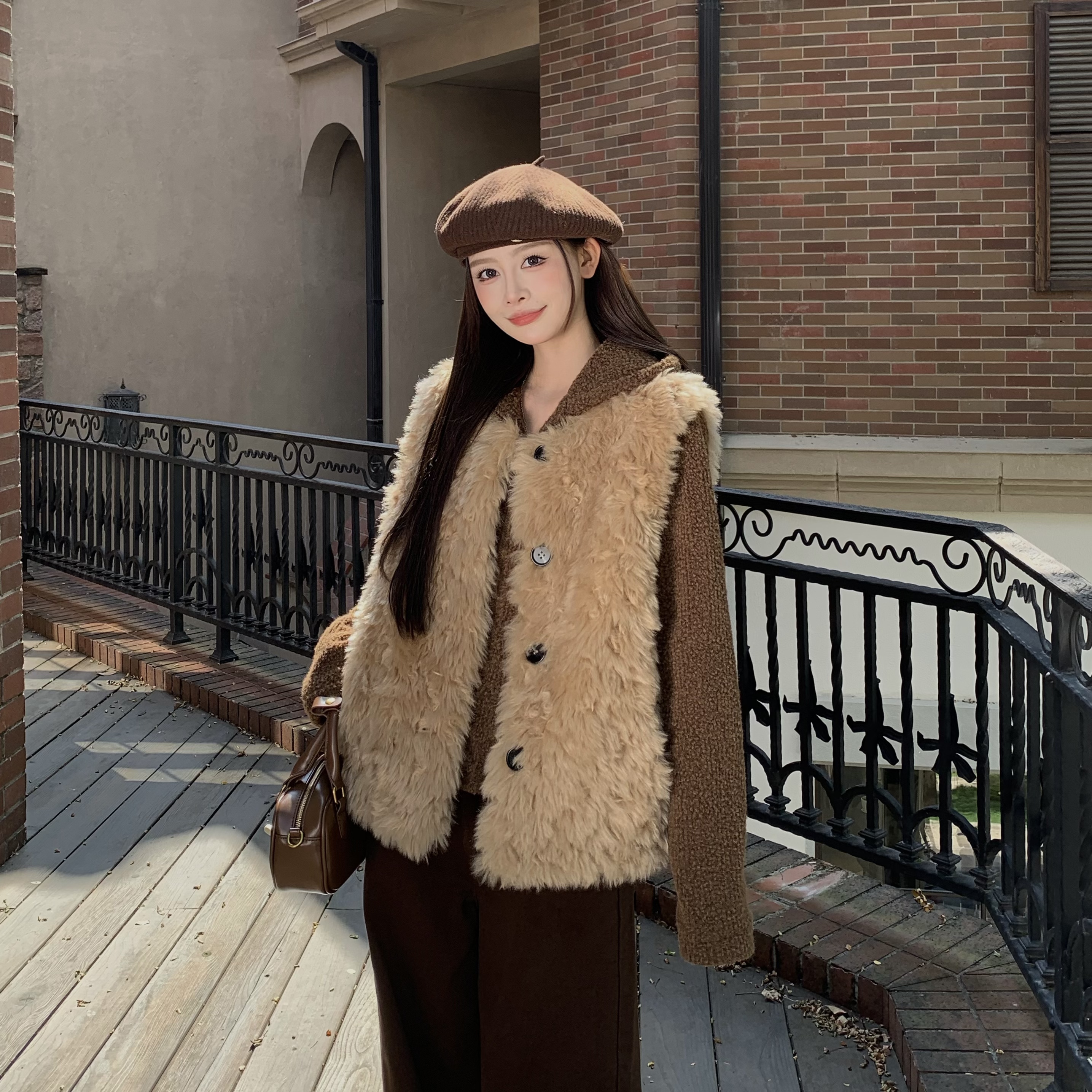 3MER皮毛一体毛毛马甲外套