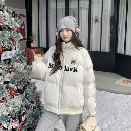 3MER哦哦三妹美式复古高街立领棉服女宽松2024秋冬新款面包服外套