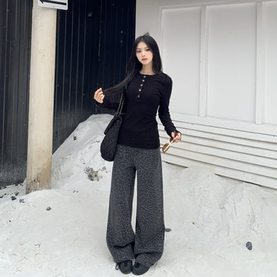 3MER时髦精A版百搭豹纹牛仔裤