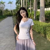 短袖 T恤女2025春夏季 新款 3MER哦哦三妹美式 纯欲修身 百搭圆领上衣