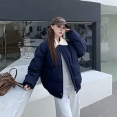 3MER哦哦三妹 韩系羊羔毛翻领棉服女冬季 保暖加厚棉衣面包服外套